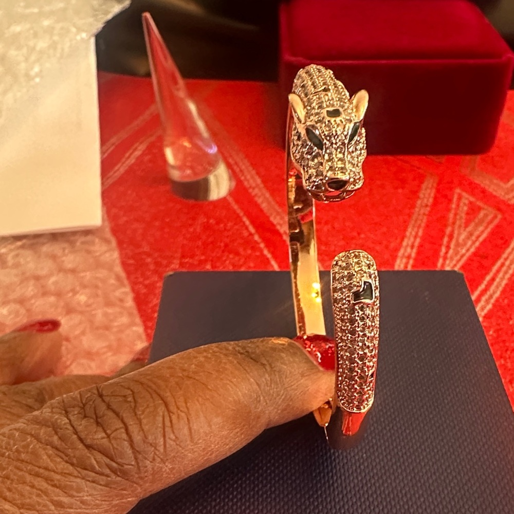 Rose Gold Panther Bracelet with dark Accents